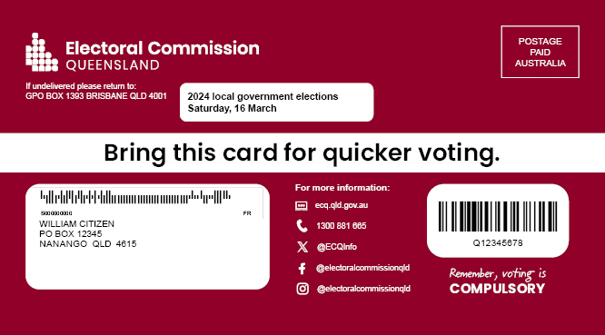 Sample of voter information card
